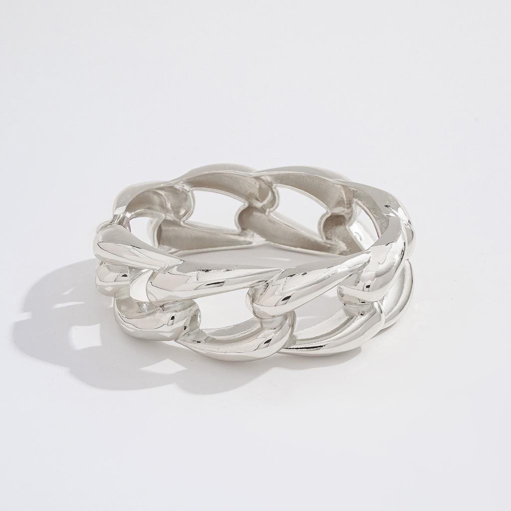 Design Pearl Twist Glossy Spring Buckle Bracelet, Fashionable Style Metal Chain Bracelet