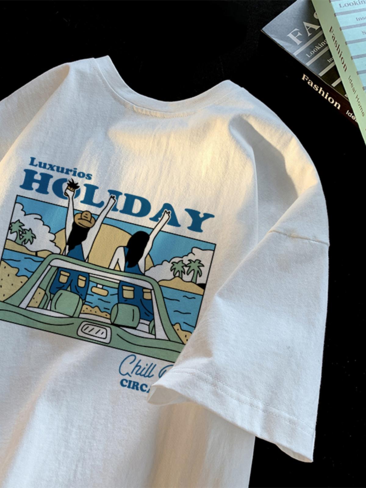 

Новая летняя женская футболка в стиле ретро, американская, с коротким рукавом, свободная, белая, корейская мода, топы, топ Y2k, с графикой, женская одежда 4XL