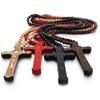 Houten Handgemaakte Rozenkrans Ketting Religieus Kruis Hanger Ketting Houten Kralen Ketting Bidden