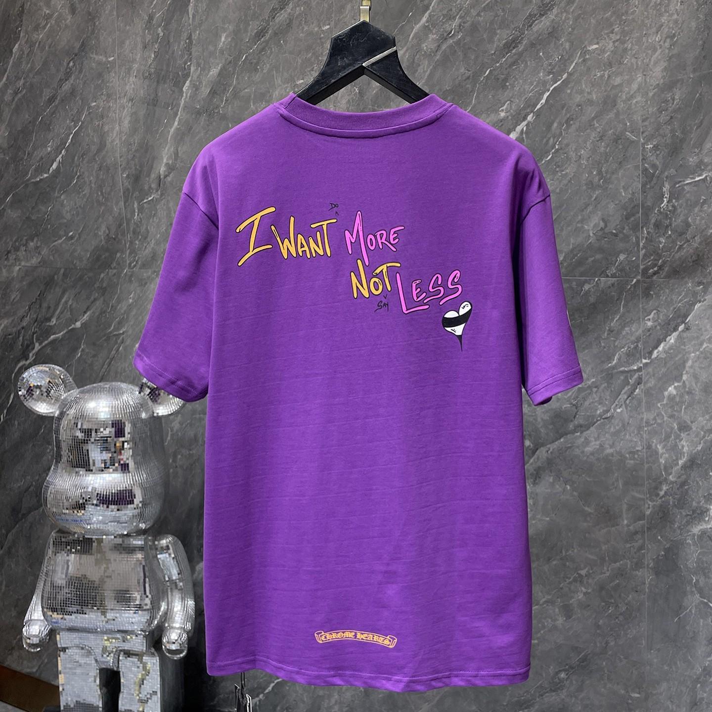 

GZ-8925 CHROME HEARTS 2025 Summer New High Quality Cotton Round Neck Loose Large Size Men s and Women s T-shirt Couple T-shirt XL фіолетовий