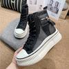 Summer High Top Women'S Shoes Knee High Boots Side Zipper Flats Vulcanized Shoes Lace-Up Comfortable Platform Sneakers