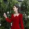 Autumn and Winter Vacation Long Tassel Earrings Handmade Five Point Star Flowering Style Lightweight Christmas Earrings