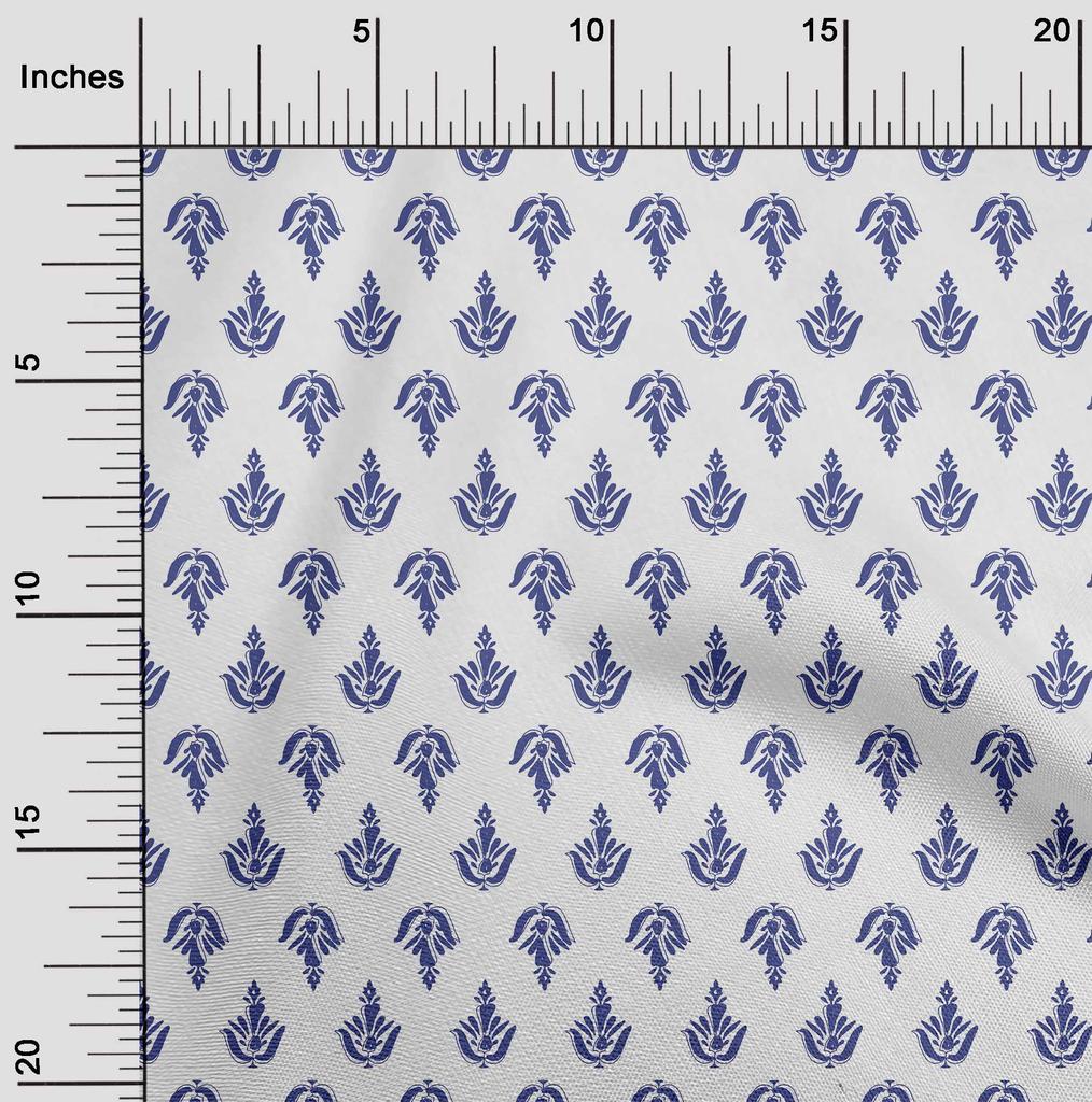 oneOone Cotton Flex Medium Blue Fabric Block Quilting Supplies Print Sewing Fabric By The Yard 40 Inch