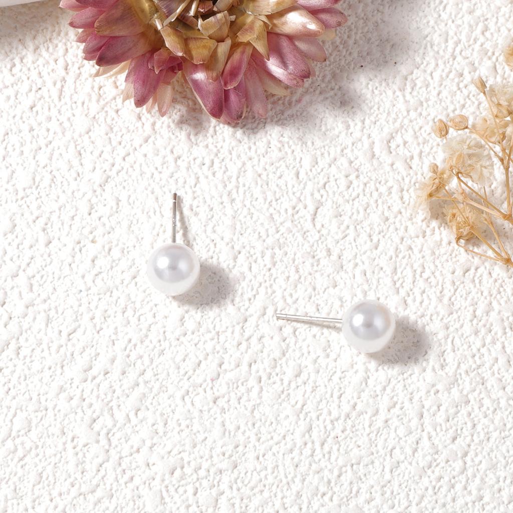 Simple Baroque Fashion Personality Geometric Three-piece Imitation Pearl Earrings Set Versatile Daily Commuter Women