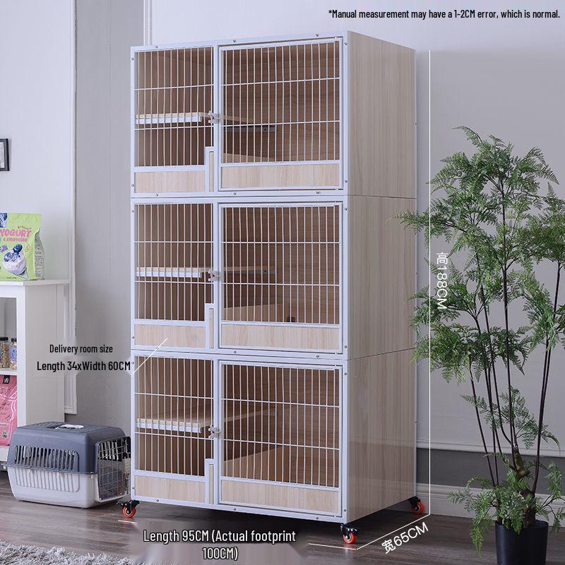 Three-Tier Solid Wood Cat Breeding & Boarding Cage with Birthing Room