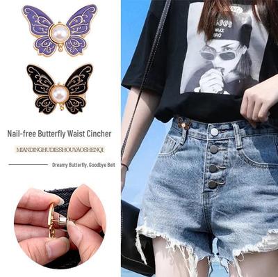 Adjustable Butterfly Waist Buckle Button: Seamless, Detachable Solution for Jeans Waistline Alterations