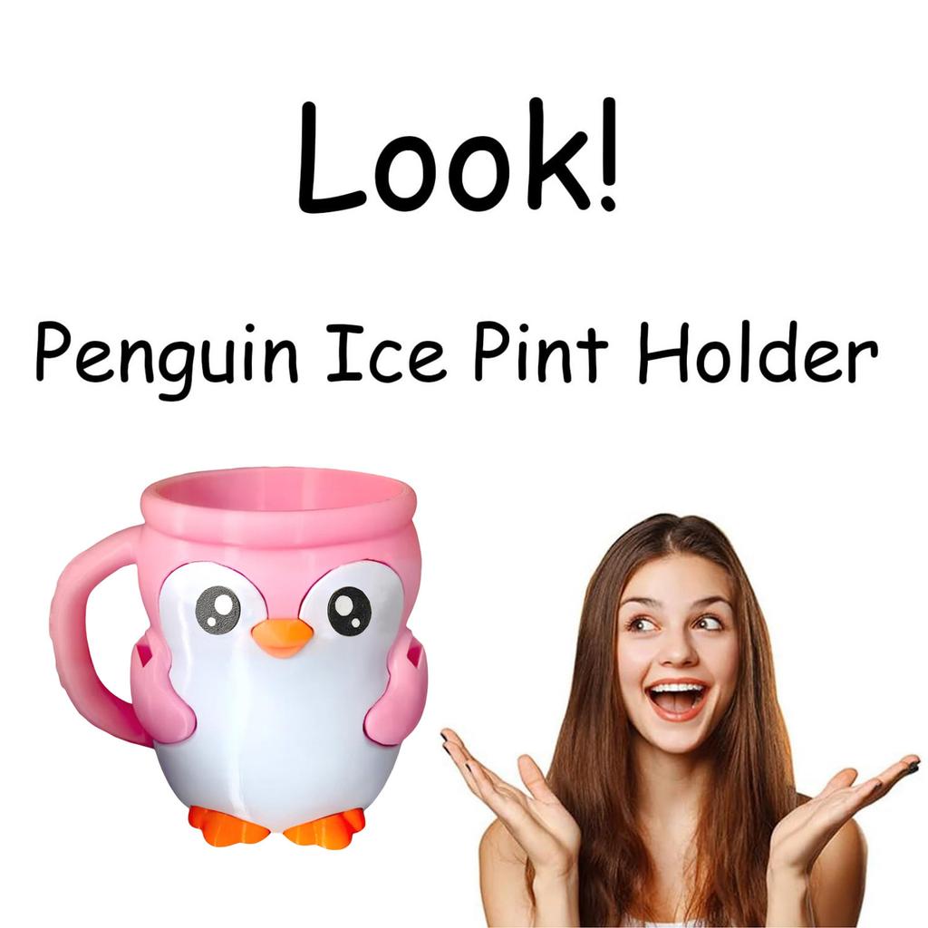 Cute Penguin Ice Cream Pint Holder, Penguin Ice Pint Holder, Ice Cream Pint Containers, Reusable Ice Cream Containers, Popsicle Holders