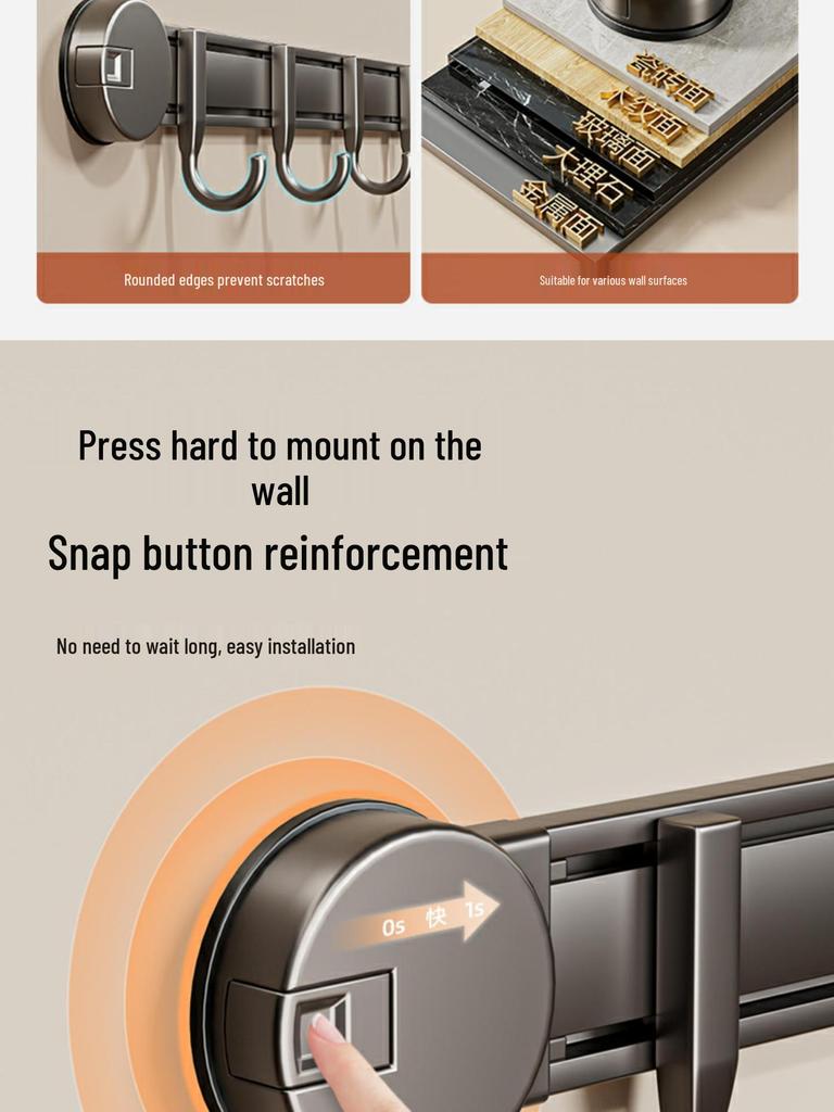 Starker Klebe-Saugnapf-Hakenständer für wandmontierte Eingangstüren, kein Bohren erforderlich