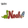 Soft Color Kids Door Decor Personalized Name Sign Dinosaur Rocket Wooden for Boys For Custom Nursery Hanging Wall Bedroom Playroom