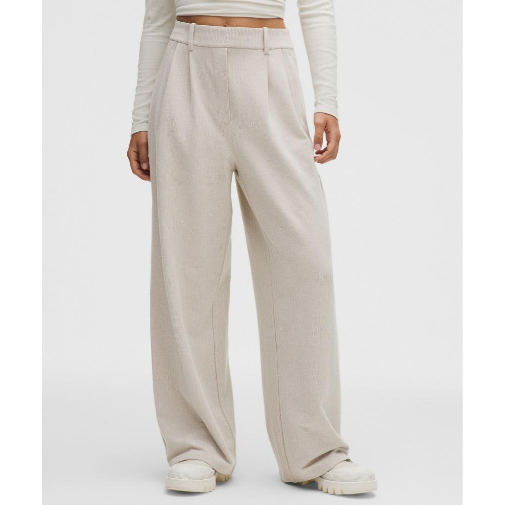 Lululemon Daydrift High Rise Weite Hosen-Shorts Fischgrät Melange Fischgrät Melange Muskat Helles Elfenbein