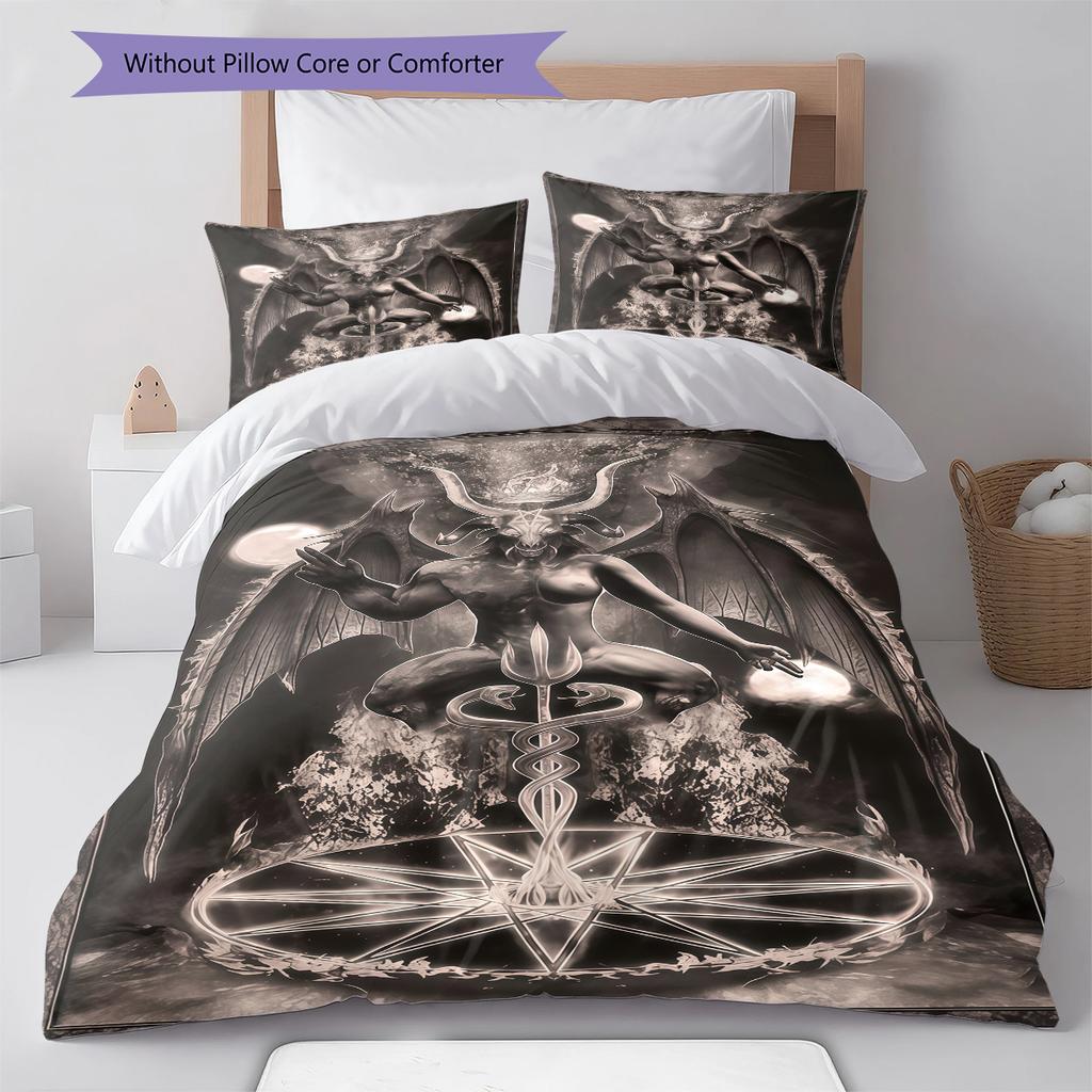 Satan Symbol Pattern Bedding,Quilt Set Quilt Cover Pillowcase Home Birthday Gift (1 * duvet cover + 2 * pillowcase, without core)