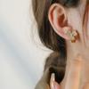Luxury 3D Clover Stud Earrings With Full Micro Pave Cubic Zirconia Post Gold Tone Options