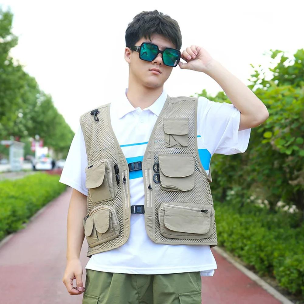 BEPAN Outdoor Leisure Sports Fishing Vest Mesh Breathable Vest Outdoor Mountaineering Multi Pocket Vest