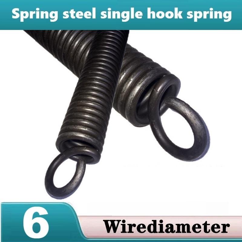 Spring steel single hook spring, Tension spring,Wire Dia 6mm,Outer Dia 30/35/40/50mm,Length100/120/180/200/220/250/280/300mm. 6mm(1Pcs)
