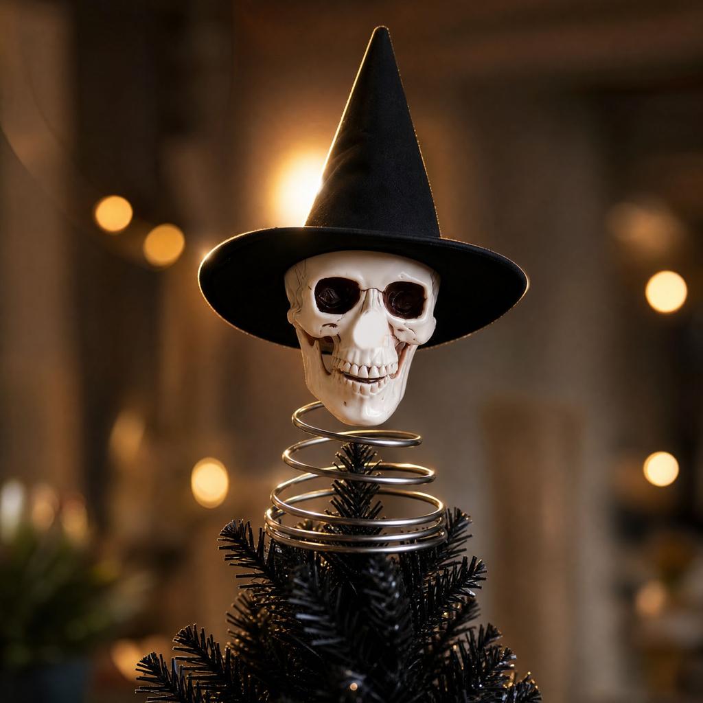 Halloween Tree Topper Witch Hat Spring Skeleton Decoration for