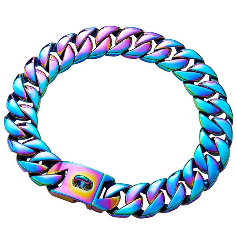 Strong Dog Gold Collar Big Dogs Cuban Link Chain 32mm Wide Stainless Steel Collar for Medium Large Bulldog Usage