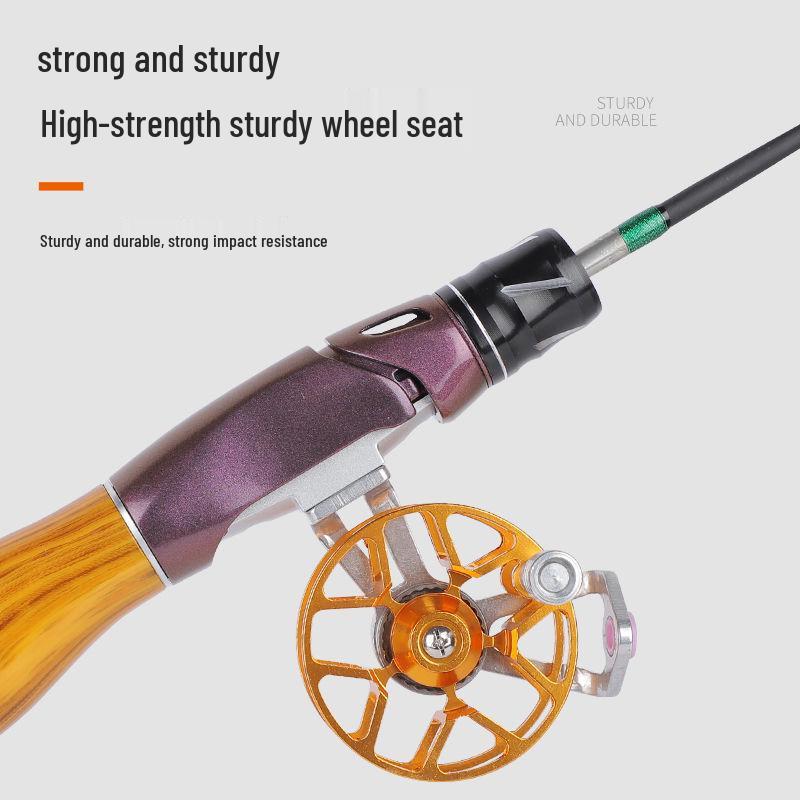 Ice Fishing Rod Set 2023: Winter Carbon Rod with Round and Flat Tips, Mini Size, Straight Handle
