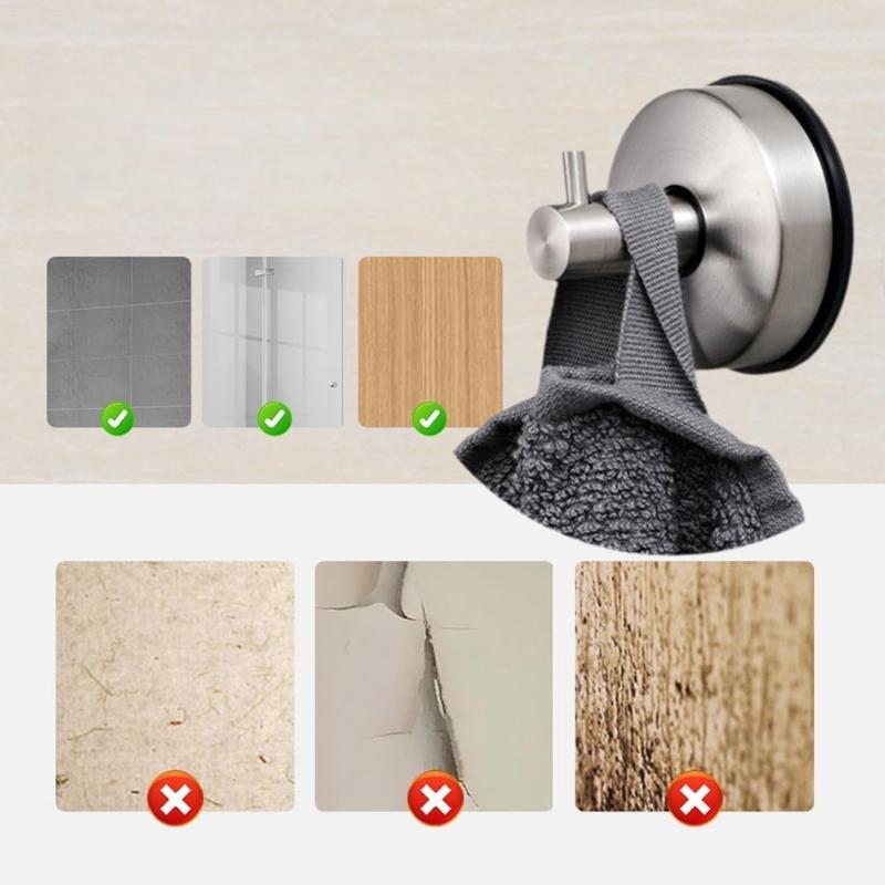 2Pcs Washable Wall Hooks For Bathroom Organization Glass Door Mounting Stainless Steel Hangers for Towels Keys Hats