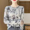Spring And Autumn Long Sleeve Retro Printed T-Shirts Women Basic Casual Tops Female Cozy Loose Tees Harajuku T Shirt