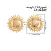 PuRui Punk Big Sunflower Studs Earrings Women Trendy Smooth Geometry Piercing Simple Earrings Summer Vacation Zircon Gift New