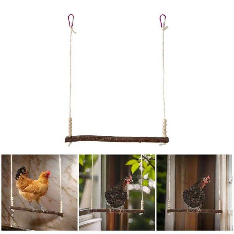 Bird Climird Climbing Beads Perch Parrot Cage Toy Swing with Hooks Hanging Chew Toy for Rooster Hen Playing