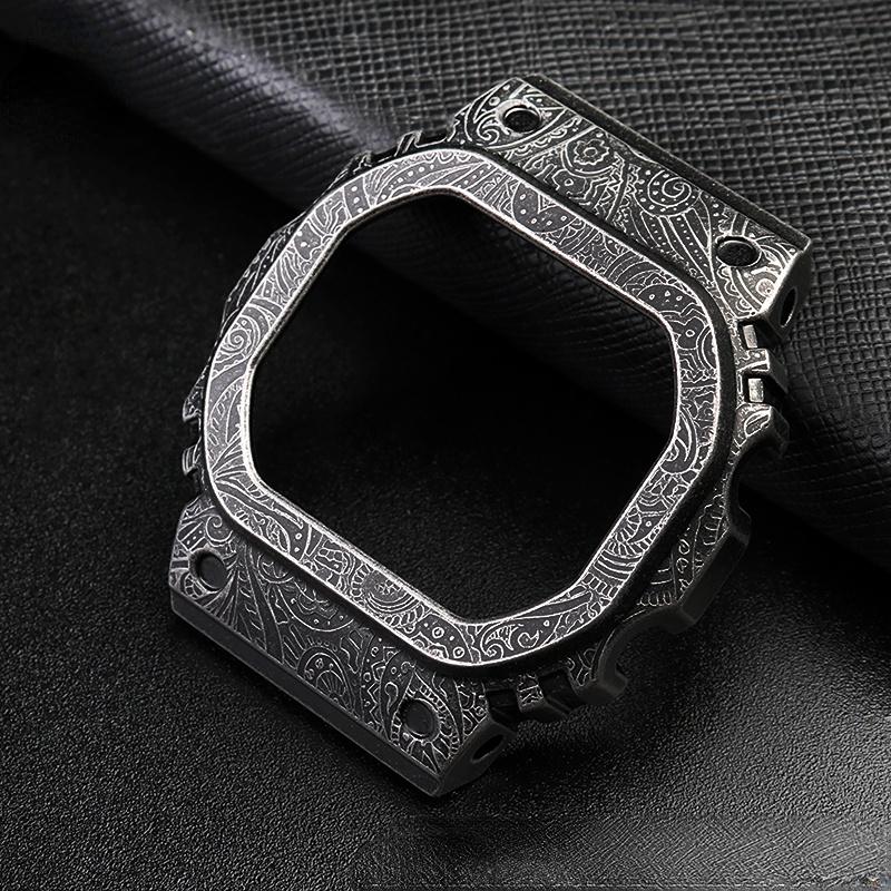 For Casio small square dw5600 GW-b5600 5610 Retro Vintage engraving modified men's watch band and case 316 Stainless steel strap