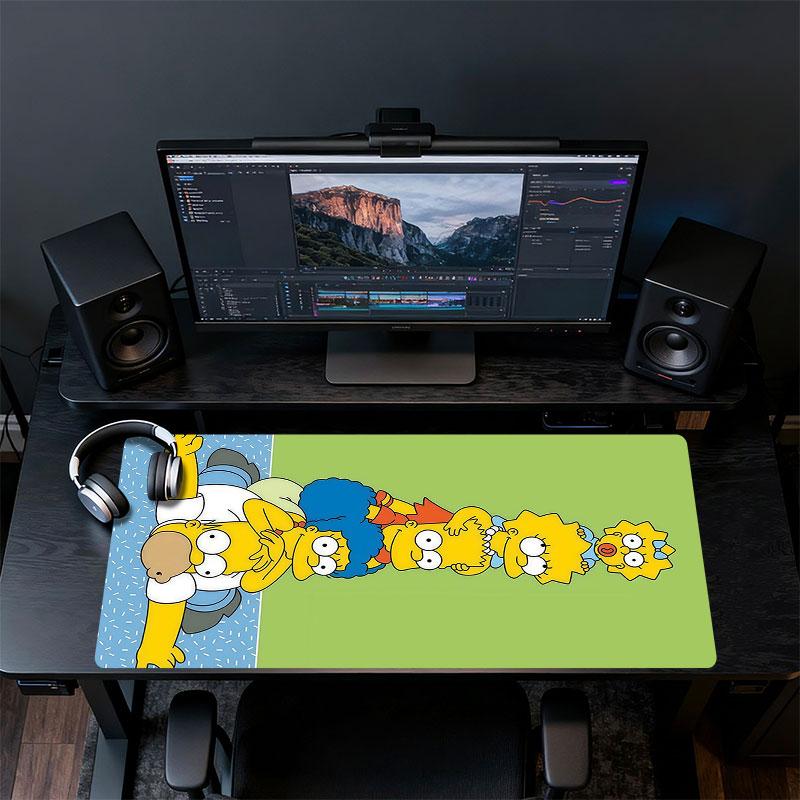 Simpsons Mouse Pad, Large Gaming Desk Mat, Non-slip XXL Mousepad for Laptop & Tablet, Mini PC Playmat with Stitched Edges