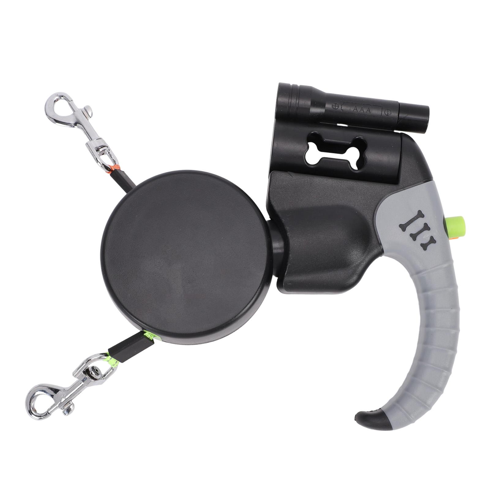 Dual Retractable Dog Leash Multifunctional Double Headed Extendable Pet Leash with Night Light for Outdoor Activities