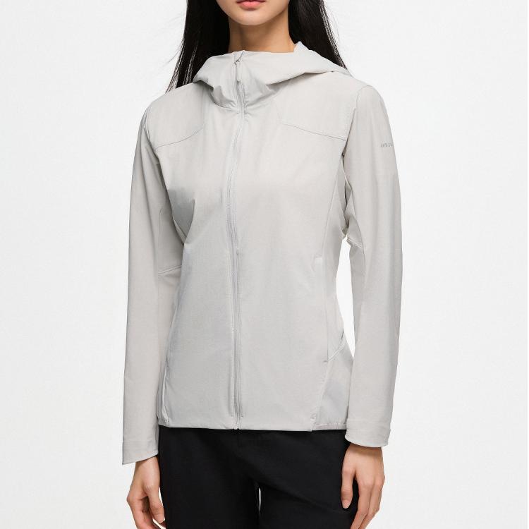 Anta Outdoor Series Solid Color Zip-Up Hooded UV Protection Sportswear Women Outerwear Light-Pink Gray 162420609-1