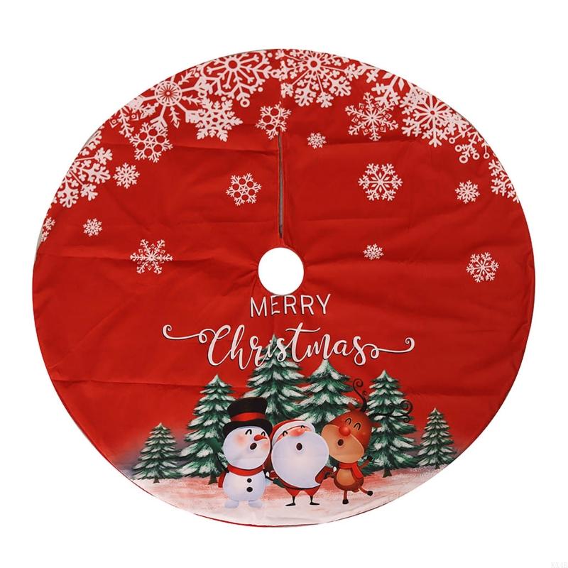 

KX4B 47 Inches Christmas Tree Skirt Santa Snowman Elk Mat Thick Xmas Tree Skirts Winter Holiday Party Decoration