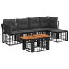 Garden Sofa Set 6 Pieces Black and Dark Grey Poly Rattan