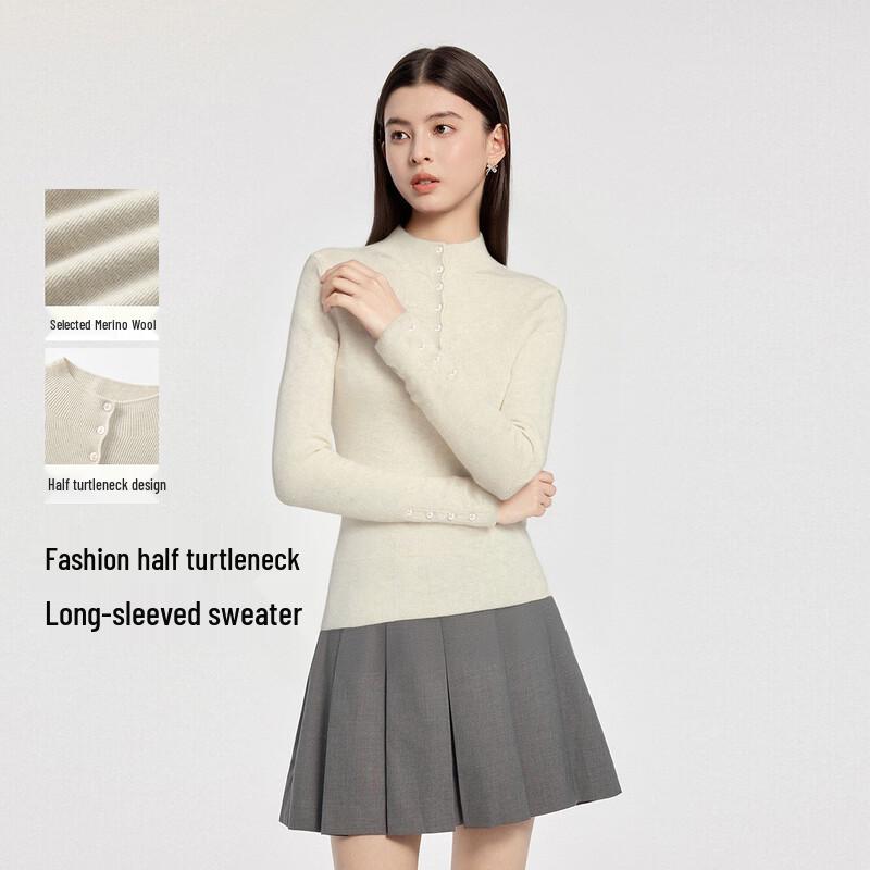 FivePlus Women s Lamb Wool Blend Semi-High Neck Knit Sweater One Size (160/84A)