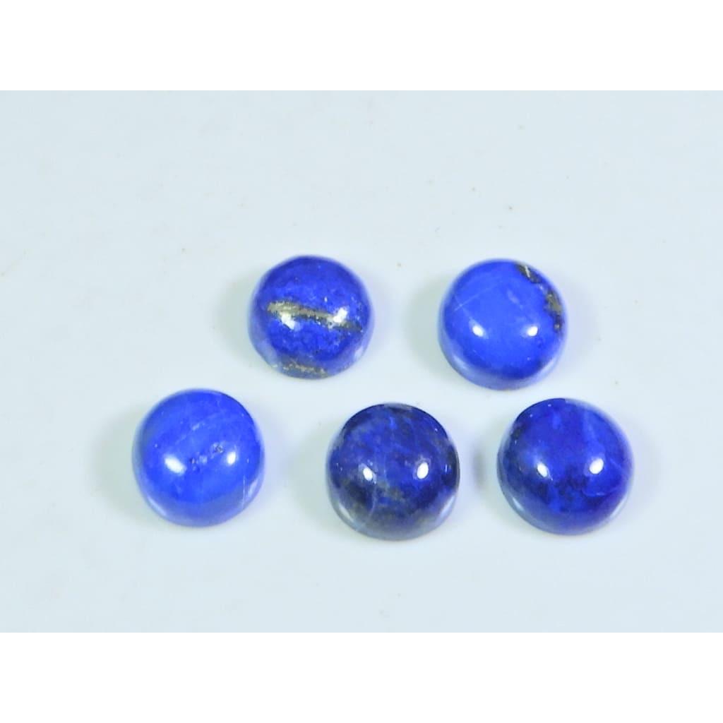 10MM Natural Lapis Lazuli Round Cabochon Loose Gemstone 5Pcs Lot 24Cts. A-479