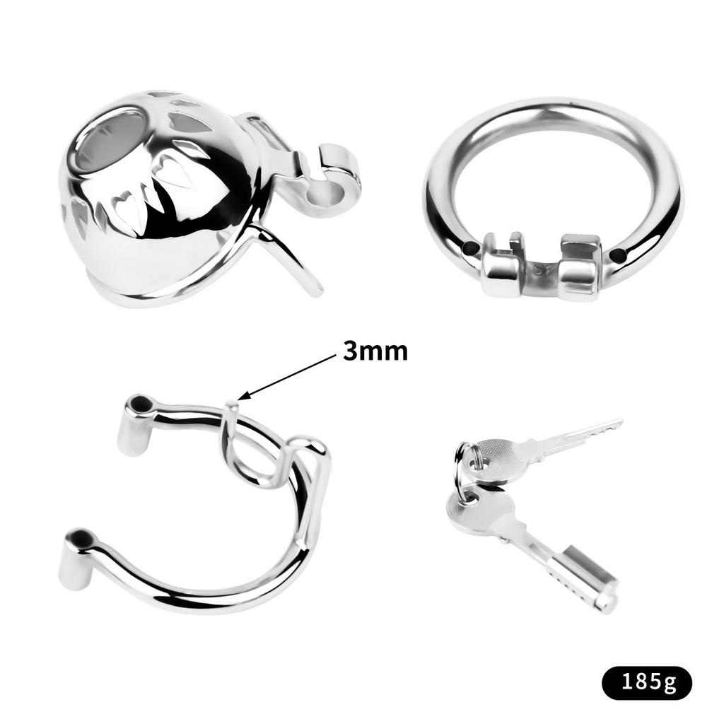 Metal Chastity Lock Stainless Steel Penis Cage Cock Ring BDSM Restraint Device for Men