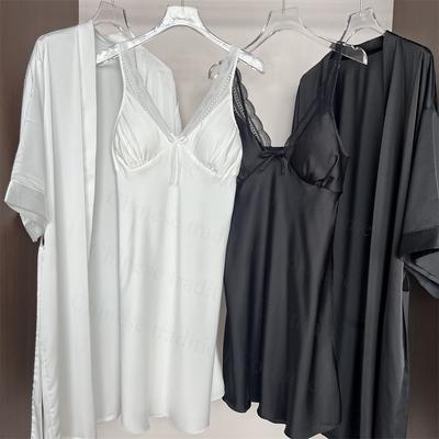 Sexy Kantrand Strik Sling Nachthemd Badjas Pak Bruid Trouwjurk Set Vrouwen Elegant Nachthemd Lente Herfst Nieuwe Kimono Badjas