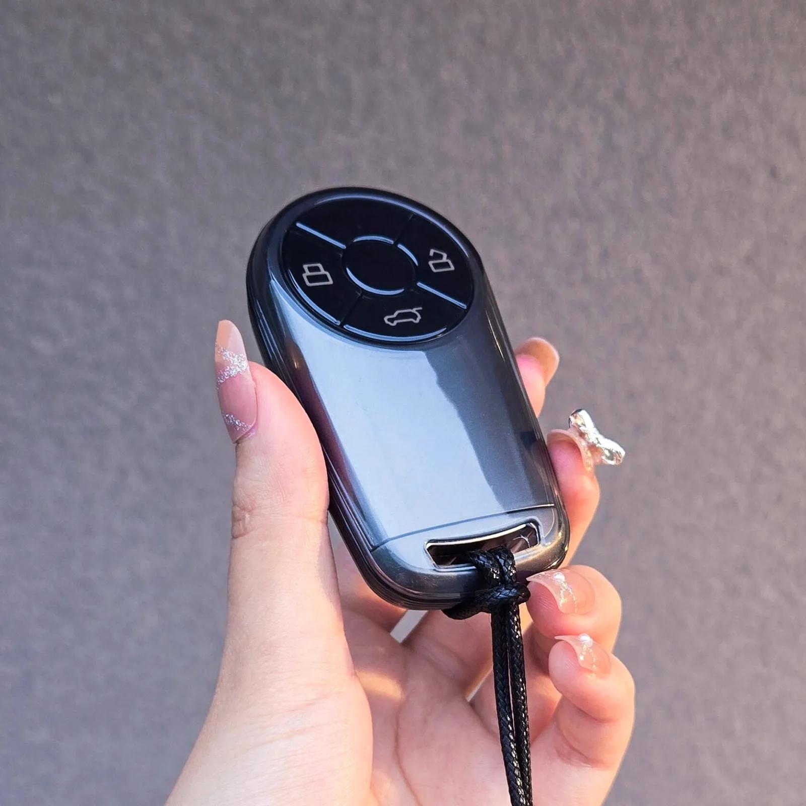 

TPU Car Remote Case Transparent Soft Key Cover Keychain for The Great Wall GWM HAVAL H6 M6 ORA Good Cat White Cat IQ Key Chain