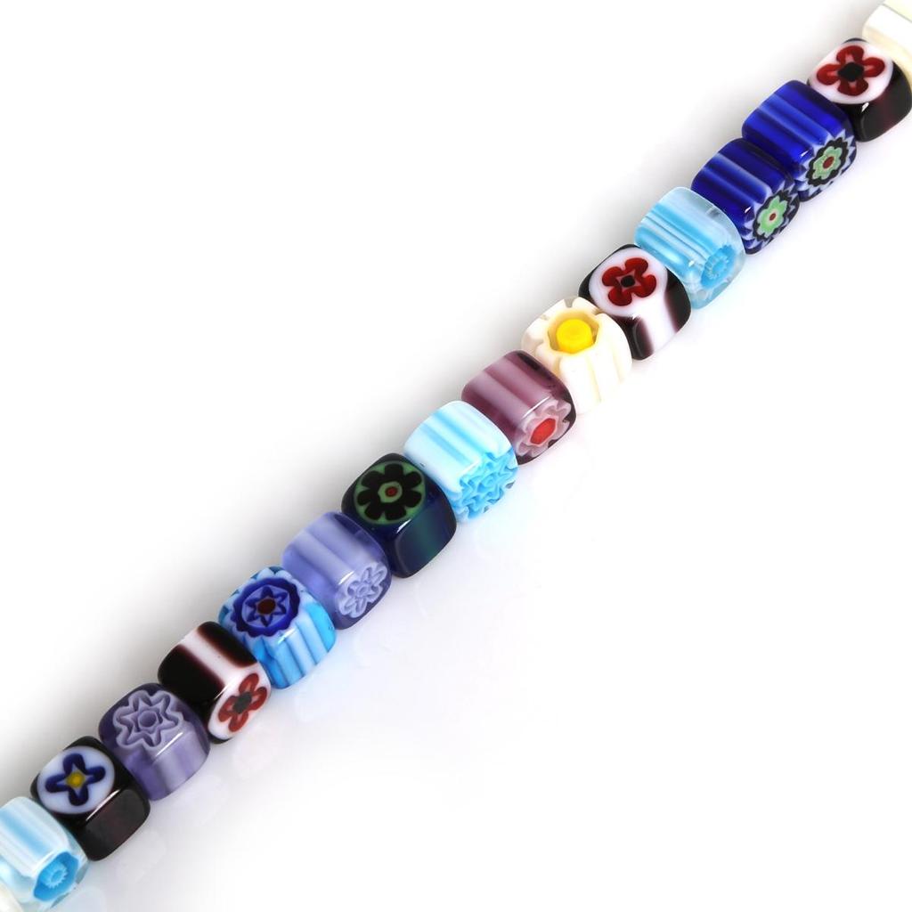 63Pcs High Quality Cube Multiple Patterns Smooth Glass Beads For Jewelry Decoration Making DIY Bracelet Necklace Earring