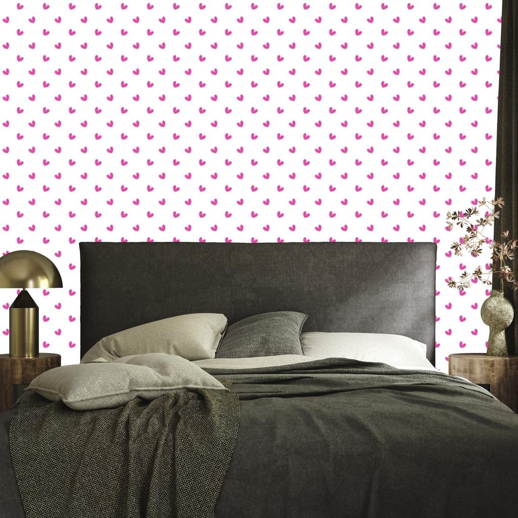 Hearts Wallpaper White and Powder Pink 50x1000
