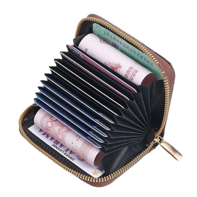 Women RFID Blocking Credit Card Holder Wallet PU Leather Accordion Card Case Zipper Small Coin Purse Mini Card Organizer Wallet