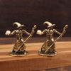 Brass Crow Mage Mini Figurine Portable Tiny Brass Statue for Tabletop RPG Home Office Decor Collectible Gift for Gamers
