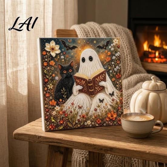 Dark Aesthetic Crafting Halloween Faux Pearl Art DIY Kit Spooky Cute 3D Beads Painting Crafts Diamond Kit for Adults Beginners Seasonal Wall