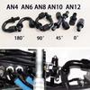 ZG Aluminum Alloy Material 0/45/90/180 Degree Push Lock Hose Fitting AN4 -- AN12 Push-On Barb Fuel Oil Coolant Hose Connector