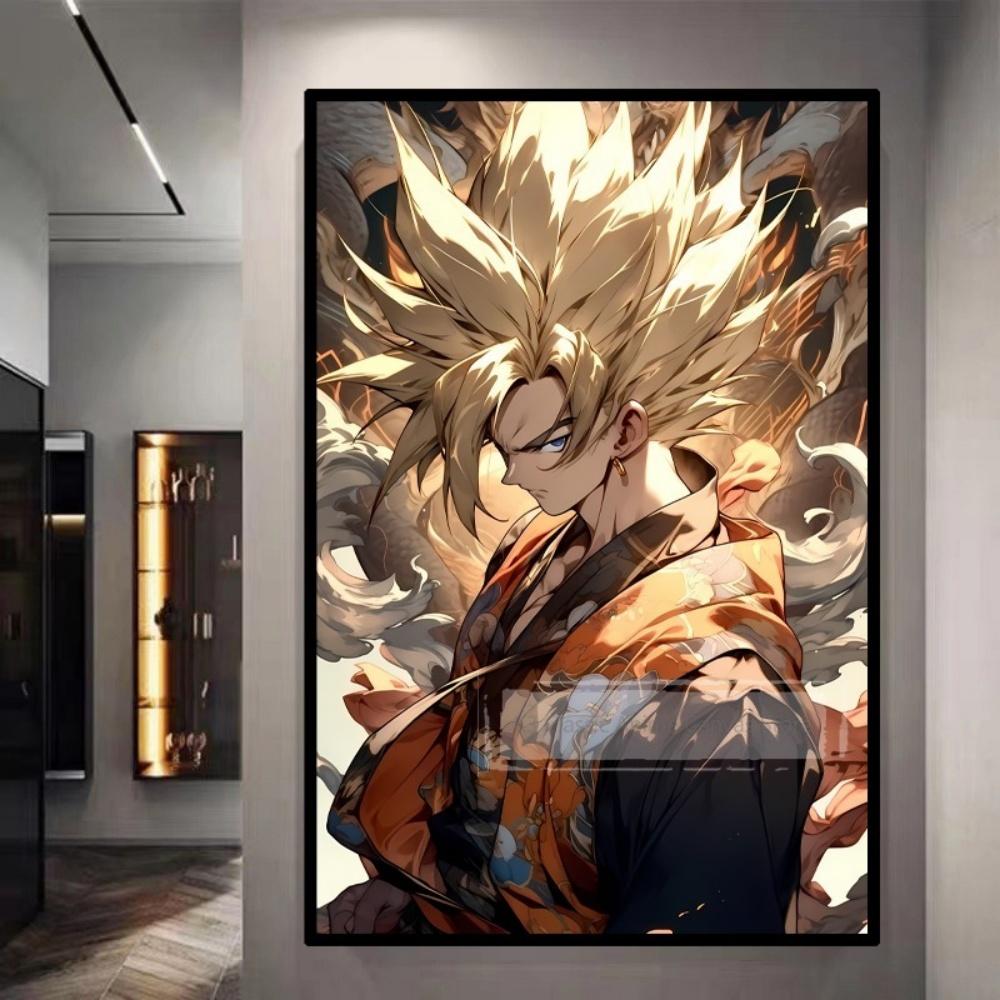 Dragon Ball Starry Night Tapestry Sun Wukong Super Saiyan Anime Hanging with Gokus Kamehameha Ideal for Otaku Bedroom Decor