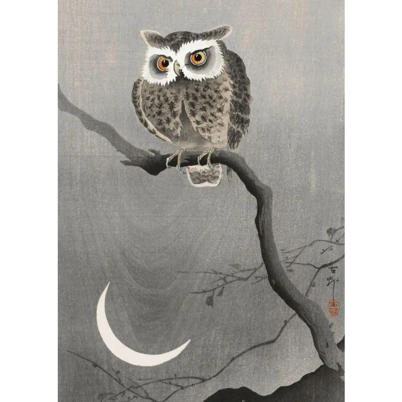Japanese Ohara Koson Ukiyo Wall Art Poster Vintage Goldfish Lotus Owl Crane Canvas Painting for Guest Room Home Bar Cafe Decor