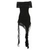 2026 European and American style spring new women's clothing solid color slim fit high waist fashion one-word neck tube top dress women