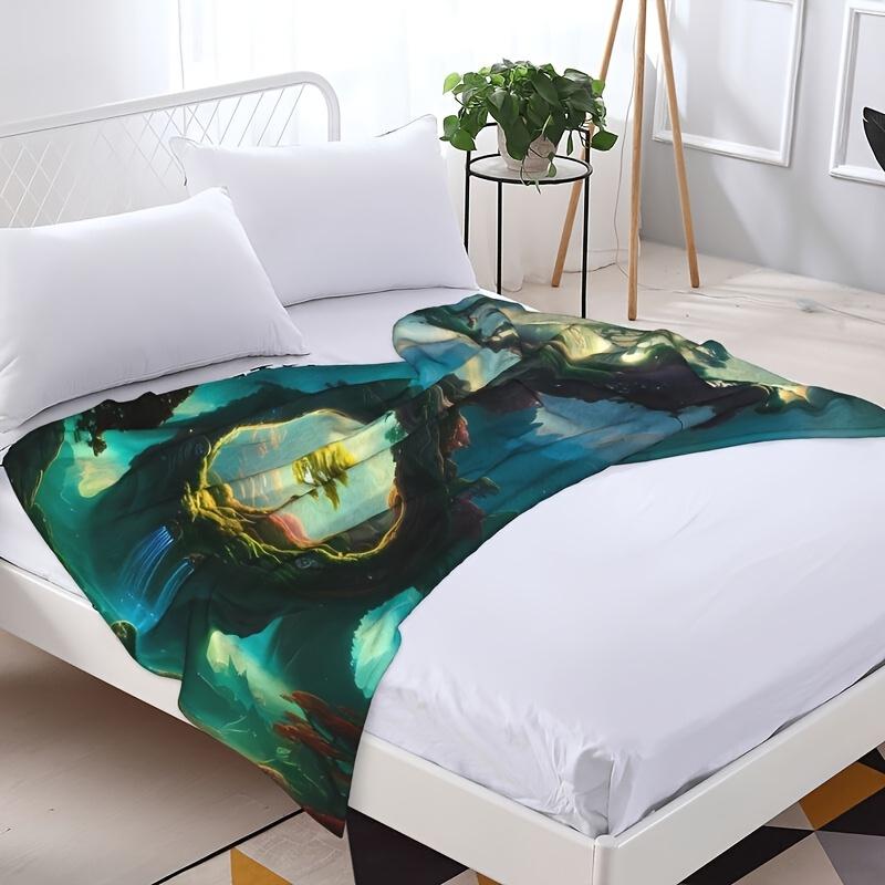 Vibrant Tree Pattern Flannel Throw Blanket - Soft, Warm & Lightweight | Machine Washable | Perfect for Bedroom, Dorms, Cars