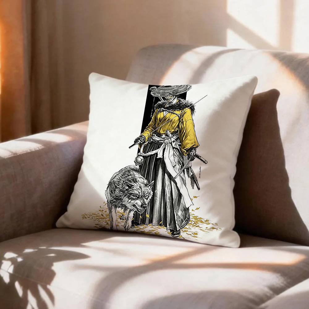 Game Character AAtsu Ghost Of Yotei Pillow Case Pattern Printed Pillowcase For Living Room Sofa Cushion Cover