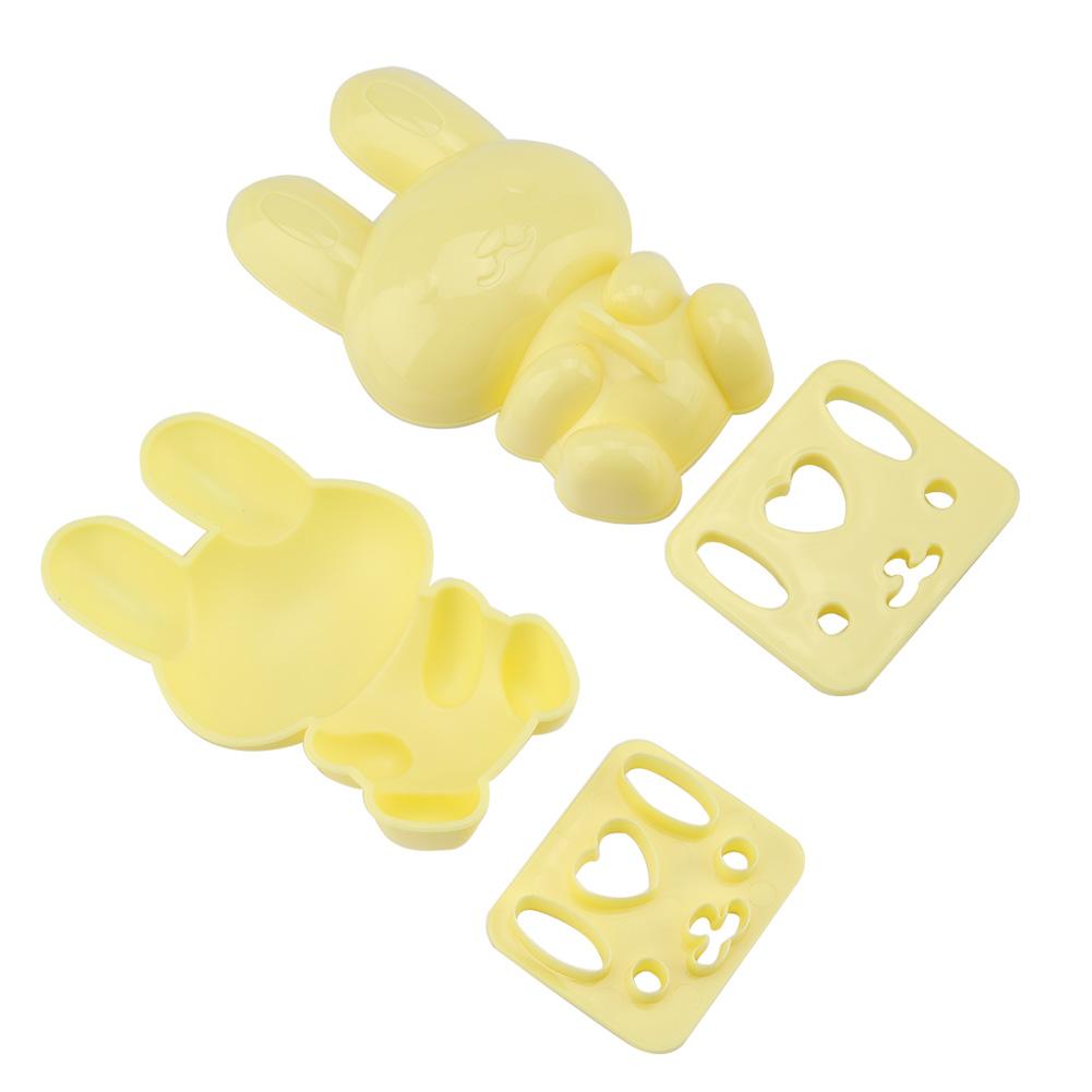 3pcs Food Grade PP Cartoon Rabbit Model Sushi Rice Mold DIY Handicraft Onigiri Make Tool