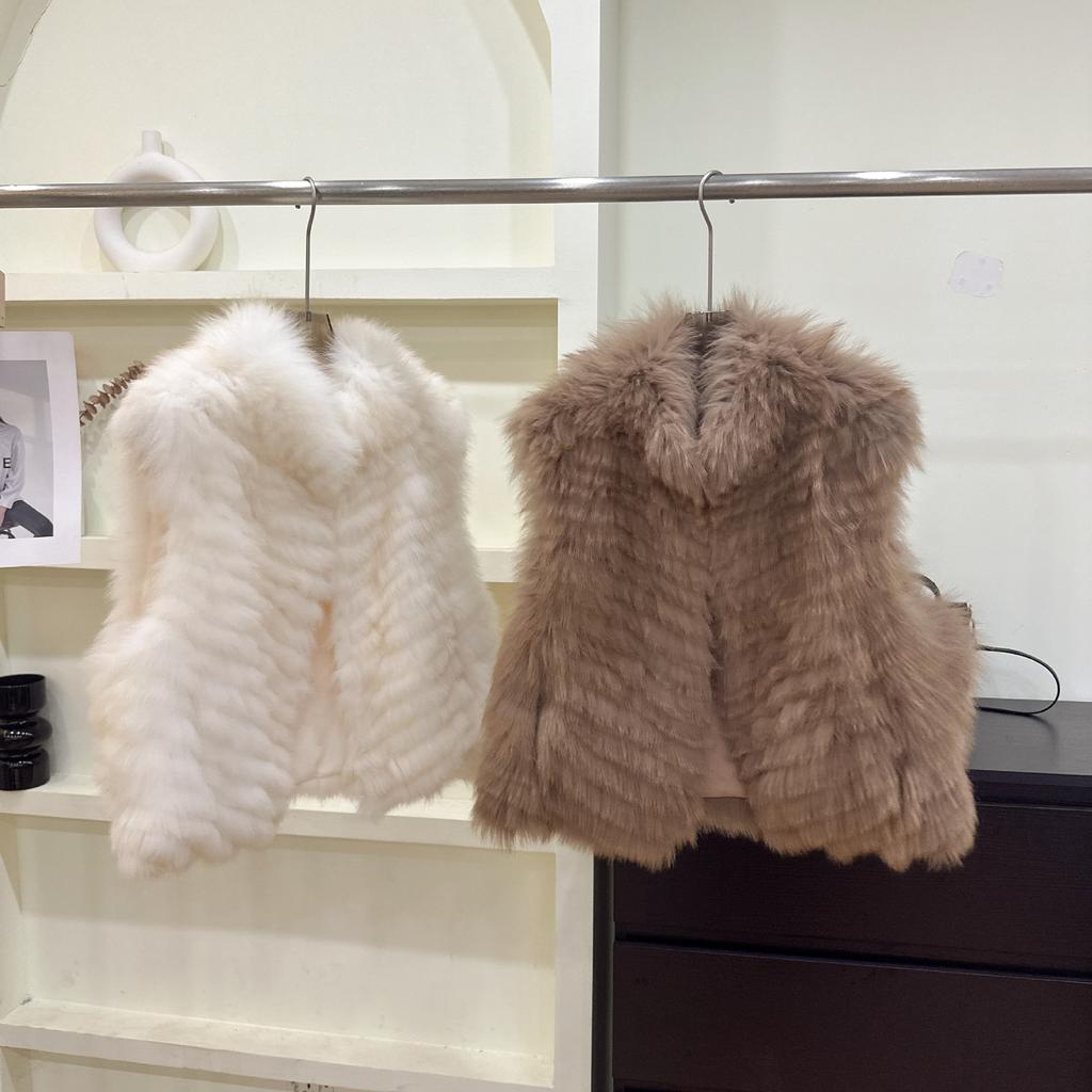 Fox hair back hair car strip fur vest women's short stand-up collar thin new coat moonlight fox hair vest
