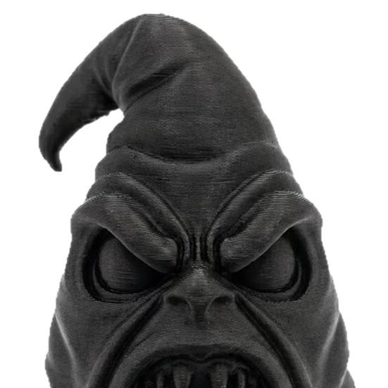Creative Holiday Party Props 3D Printed Dark Big Mouth Wizard Hat Figurine, Scary Witch Unique Halloween Favors Tabletop Statue, Gothic Desktop